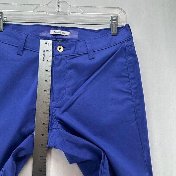 Nautica Pants Women Sz 4 Slim Fit Ankle Chino Mid Rise Casual Stretch Royal Blue - Picture 9 of 10